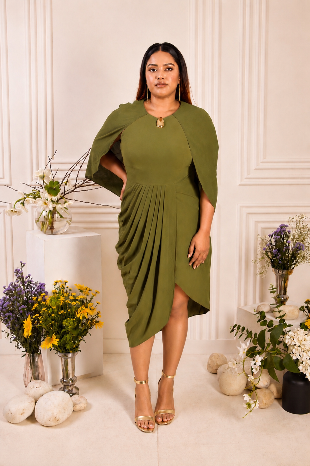 OLIVE PETAL DRESS