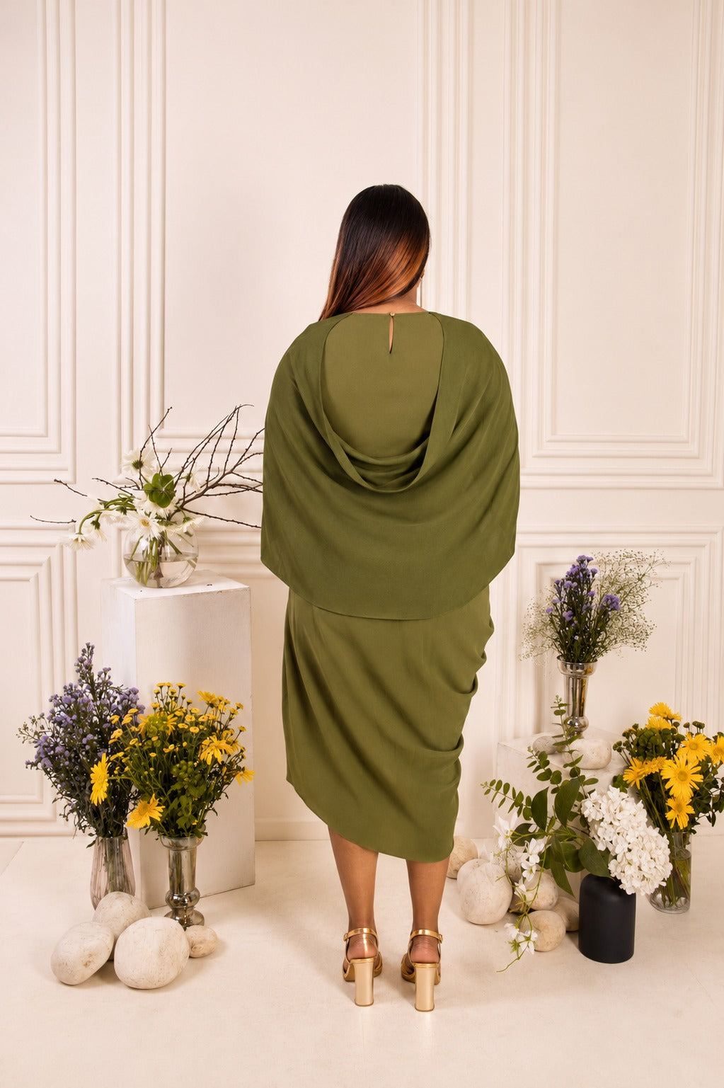 OLIVE PETAL DRESS