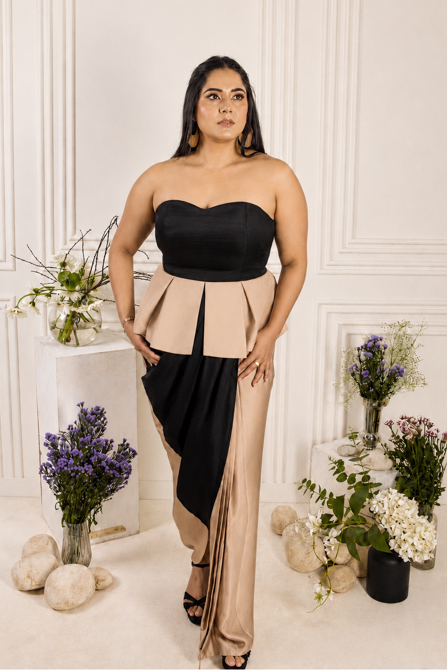 NOIR AND MUSHROOM DRAPED SET